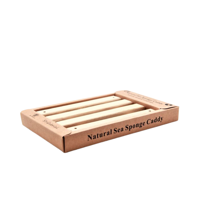 Key West Body Scrubs - Wooden Sea Sponge Caddy  Edit alt text